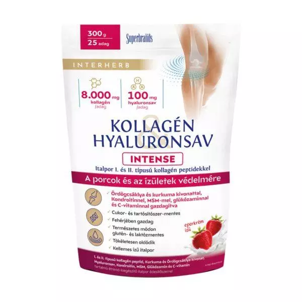 Interherb Intense kollagén-hyaluron italpor eperkrém 300g Interherb Intense kollagén-hyaluron italpor eperkrém 300g