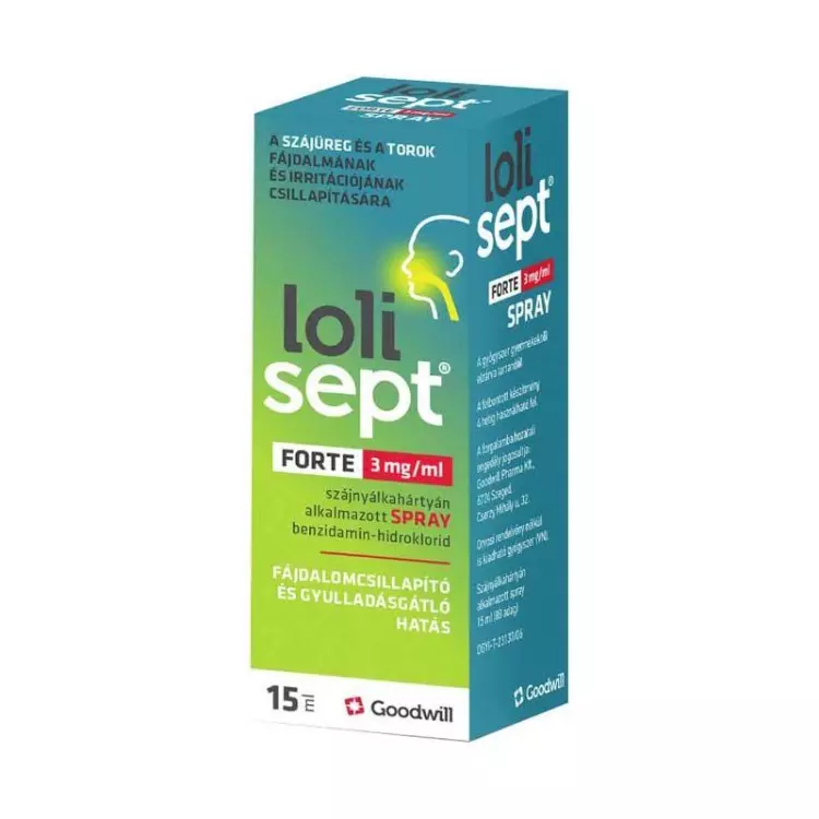 Lolisept Forte 3mg/ml szájnyálkahártyán alk. spray 15ml Lolisept Forte 3mg/ml szájnyálkahártyán alk. spray 15ml
