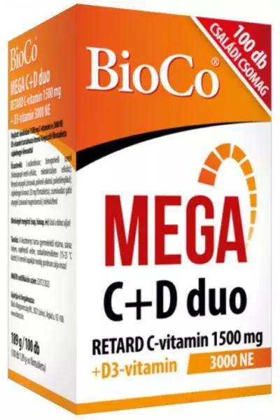 BioCo MEGA C+D DUO (1500 mg+ 3000 NE) retard ftbl. 100x