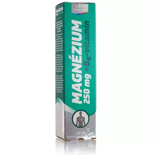 Innopharm Magnézium 250 mg+B6-vit.pezsgőtbl barack 20x