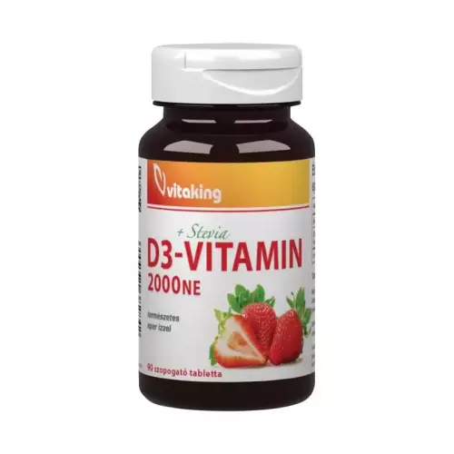 Vitaking D-vitamin 2000 NE rágótabletta eper ízű 90x