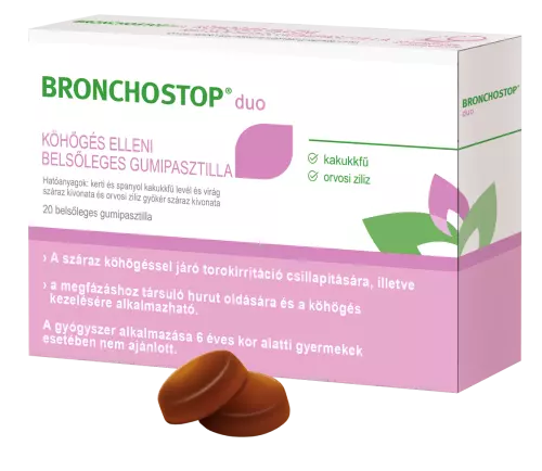 Bronchostop Duo köhögés elleni bels. gumipasztilla 20x