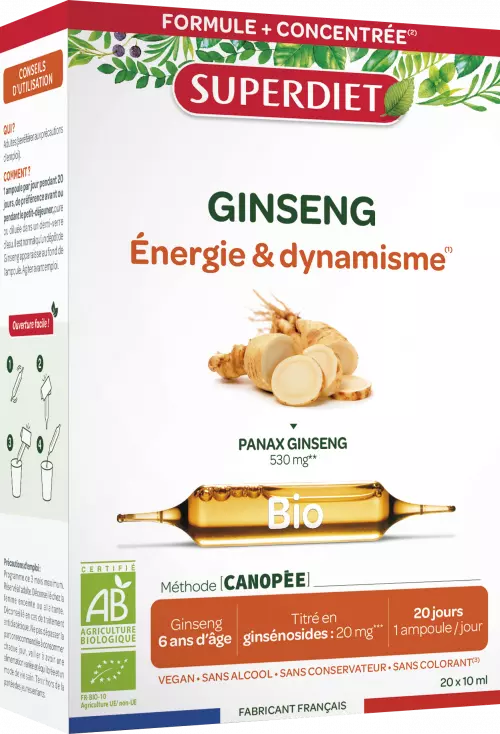 Superdiet Bio Ginseng Energie dynamisme ivóampulla 20x10ml Superdiet Bio Ginseng Energie dynamisme ivóampulla 20x10ml