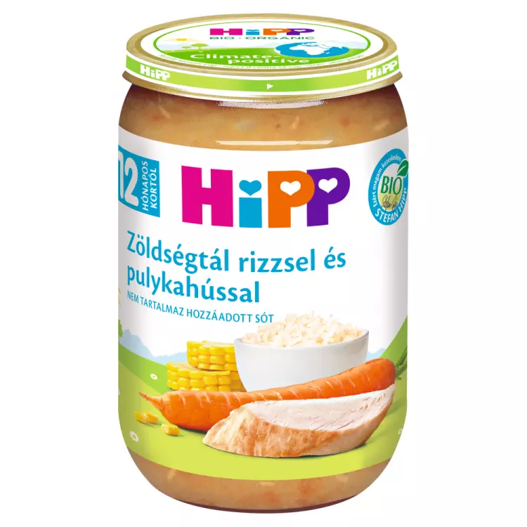 HiPP BIO zöldségtál rizzsel és pulykahússal 12.hó 220g HiPP BIO zöldségtál rizzsel és pulykahússal 12.hó 220g