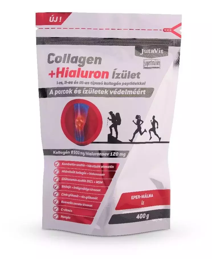 JutaVit Collagen+ Hialuron Ízület por eper-málna 400g JutaVit Collagen+ Hialuron Ízület por eper-málna 400g