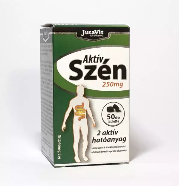 JutaVit Aktív szén 250 mg tabletta 50x JutaVit Aktív szén 250 mg tabletta 50x