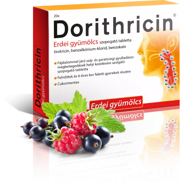 Dorithricin erdei gyümölcs szopogató tabletta 20x Dorithricin erdei gyümölcs szopogató tabletta 20x