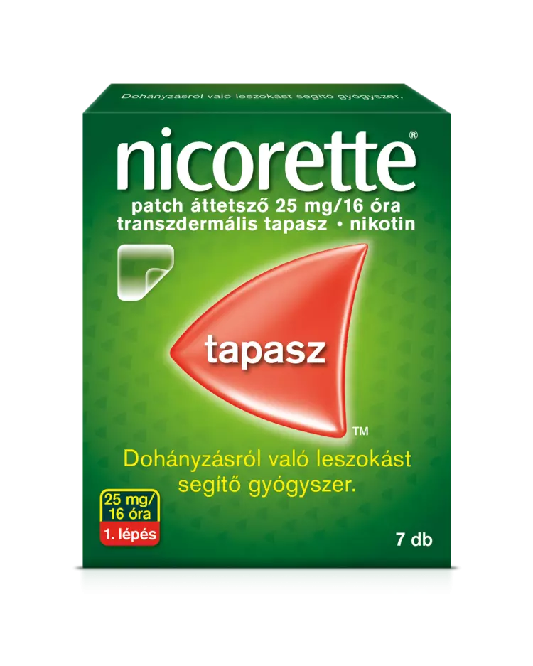 Nicorette patch áttetsző 25 mg/16 óra transz.tap. 7x Nicorette patch áttetsző 25 mg/16 óra transz.tap. 7x