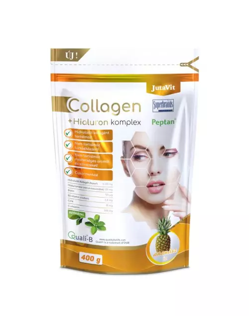 JutaVit Collagen+ Hialuron Komplex por ananász íz 400g