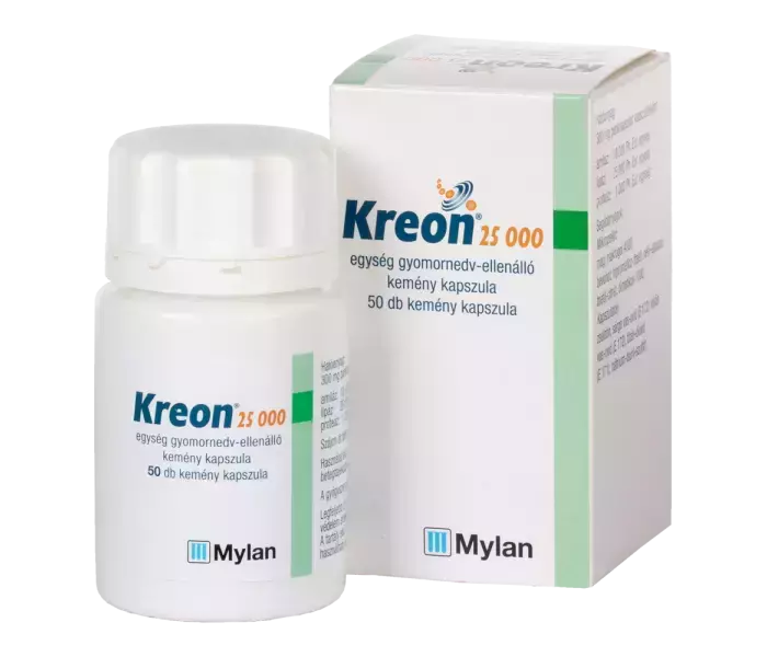 Kreon 25.000 egység gyomorn.-ell. kemény kapszula 50x Kreon 25.000 egység gyomorn.-ell. kemény kapszula 50x