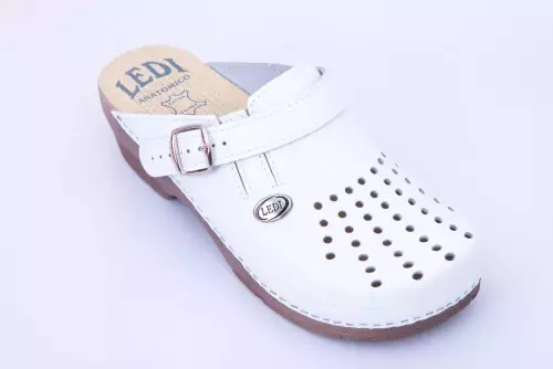 Ledi női bőr klumpa fehér gumis lábfej 552/18 1 pár