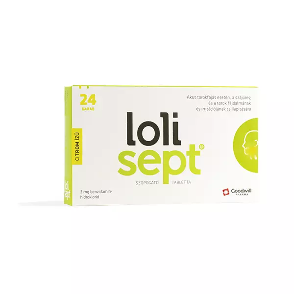 Lolisept 3 mg citrom ízű szopogató tabletta 24x Lolisept 3 mg citrom ízű szopogató tabletta 24x