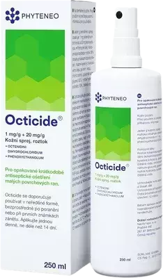Octicide 1 mg/g + 20 mg/g külsőleges oldatos spray 1x250ml Octicide 1 mg/g + 20 mg/g külsőleges oldatos spray 1x250ml