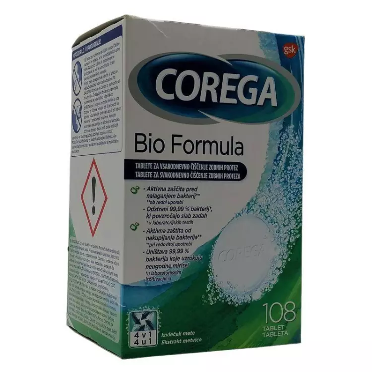 Corega Bio Formula műfogsor tisztító tabletta 108x