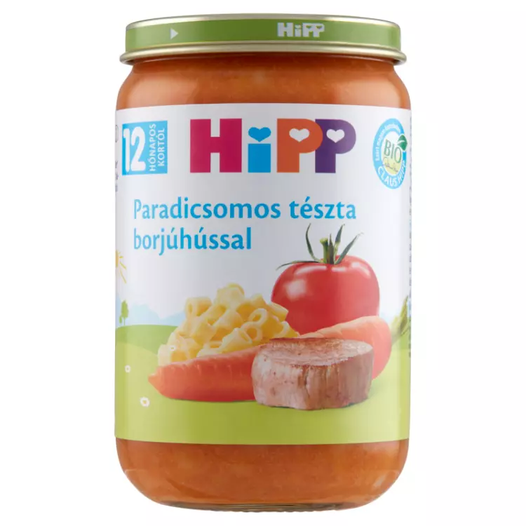 HiPP BIO paradicsomos tészta borjúhússal 12.hó 220g HiPP BIO paradicsomos tészta borjúhússal 12.hó 220g