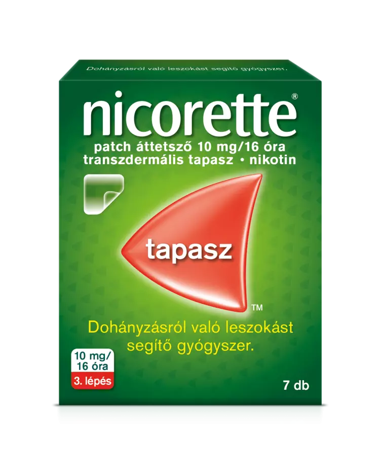 Nicorette patch áttetsző 10 mg/16 óra transz.tap. 7x Nicorette patch áttetsző 10 mg/16 óra transz.tap. 7x
