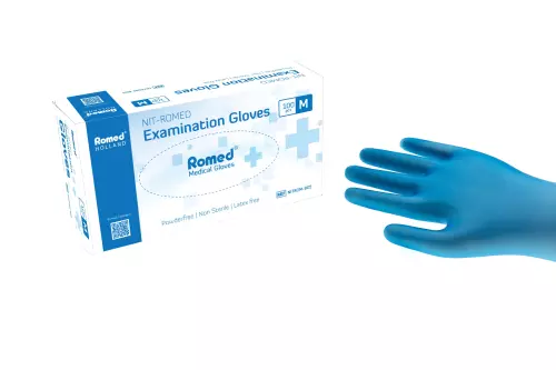 Vizsgálókesztyű nitril ROMED kék  M 100x