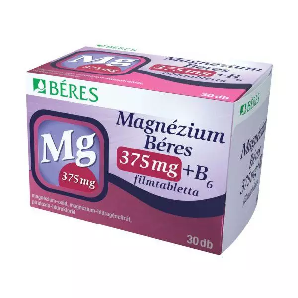 Magnézium Béres 375 mg +B6 filmtabletta 30x Magnézium Béres 375 mg +B6 filmtabletta 30x